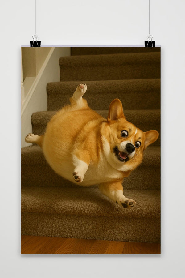 Corgi Stairs poster