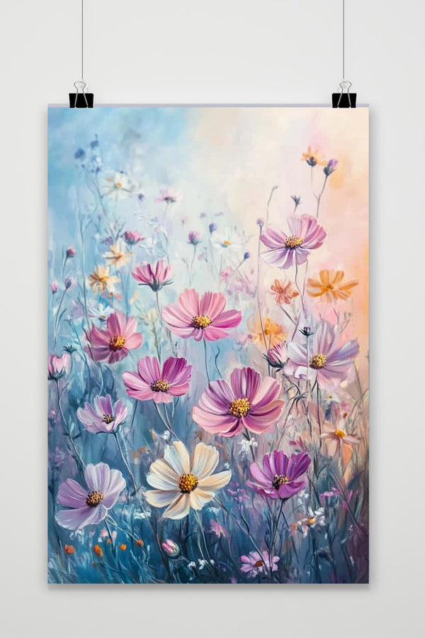 Cosmos Flowers Aquarel Poster