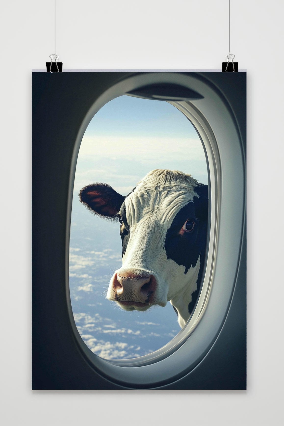 Affiche Cow Airplane Window de 25 Artstreet