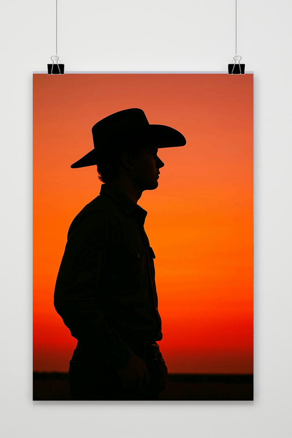 Póster Cowboy Silhouette Sunset