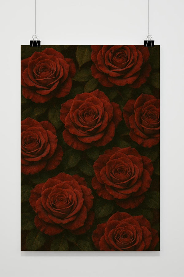 Red Roses Pattern Poster