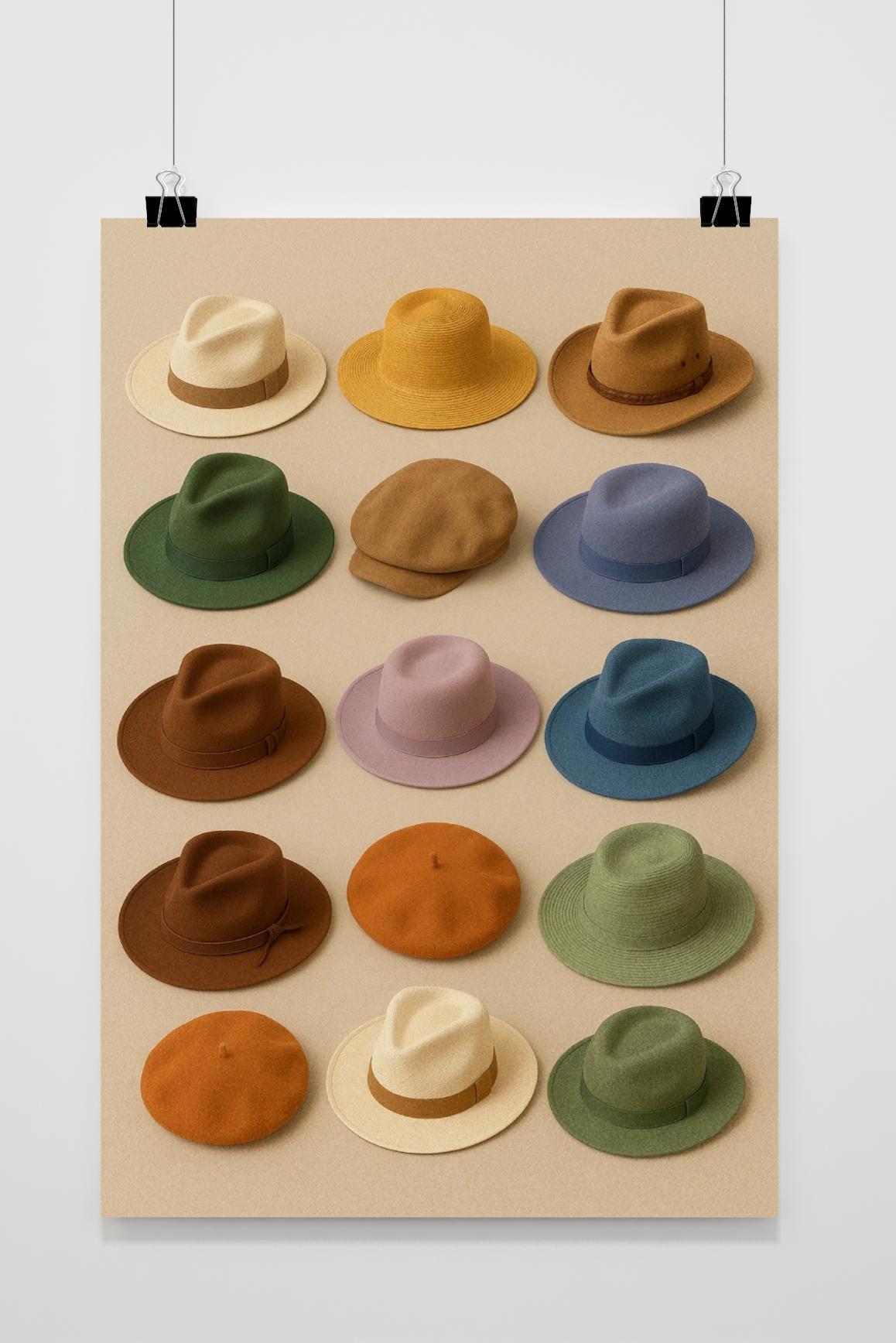 Hats Fashion Fedora Beret Stylish in interieur