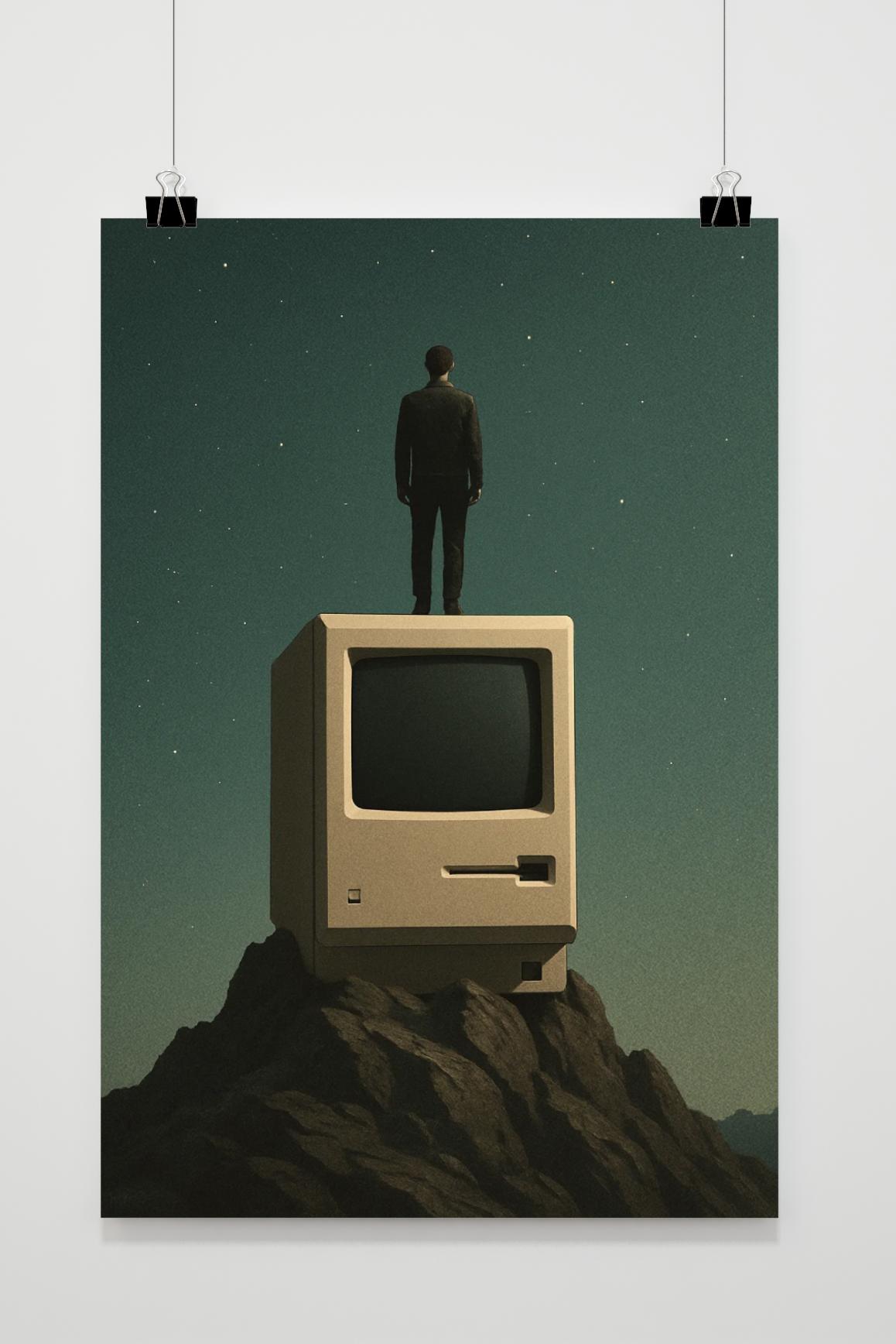 Man Retro Computer Mountain Technology Symbolic poster van 25 Artstreet