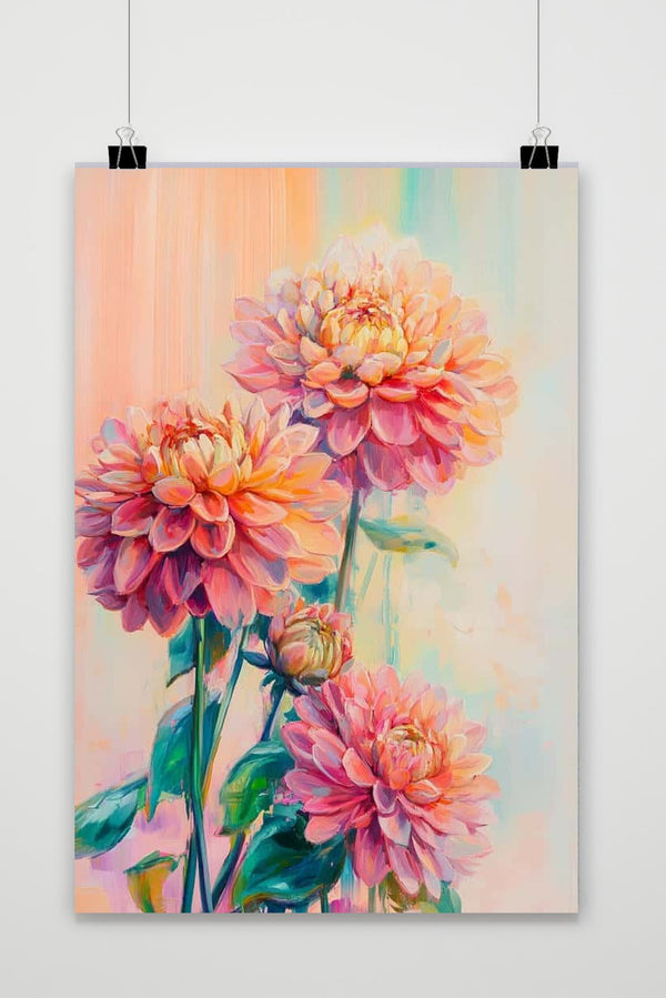 Dahlia Flowers Aquarel Poster