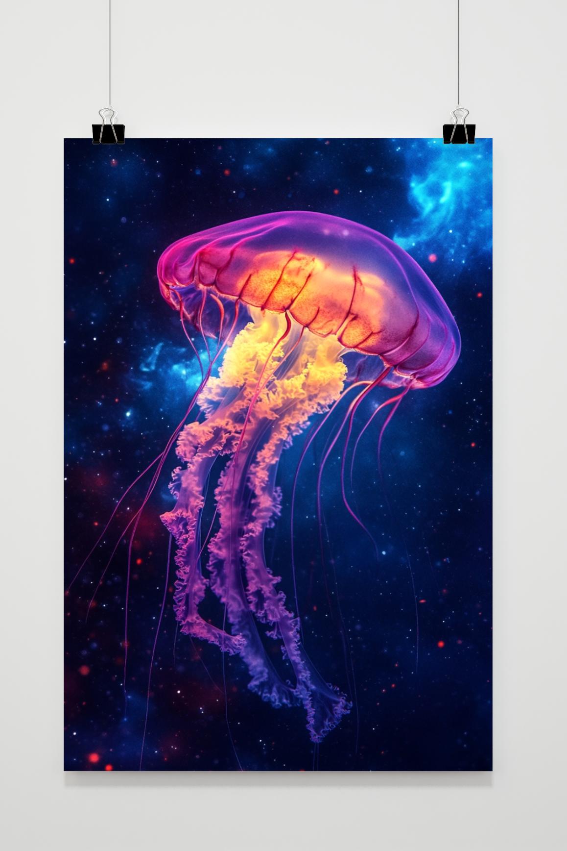 Jellyfish Neon Space Glowing in interieur