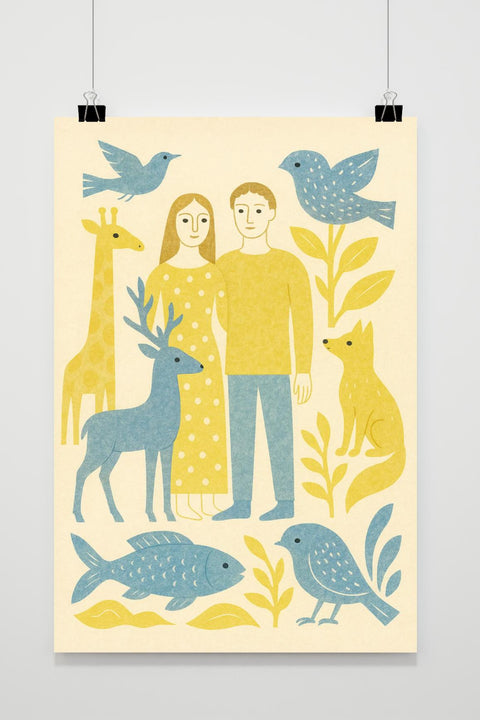 Couple Nature Human Animals Minimalist poster