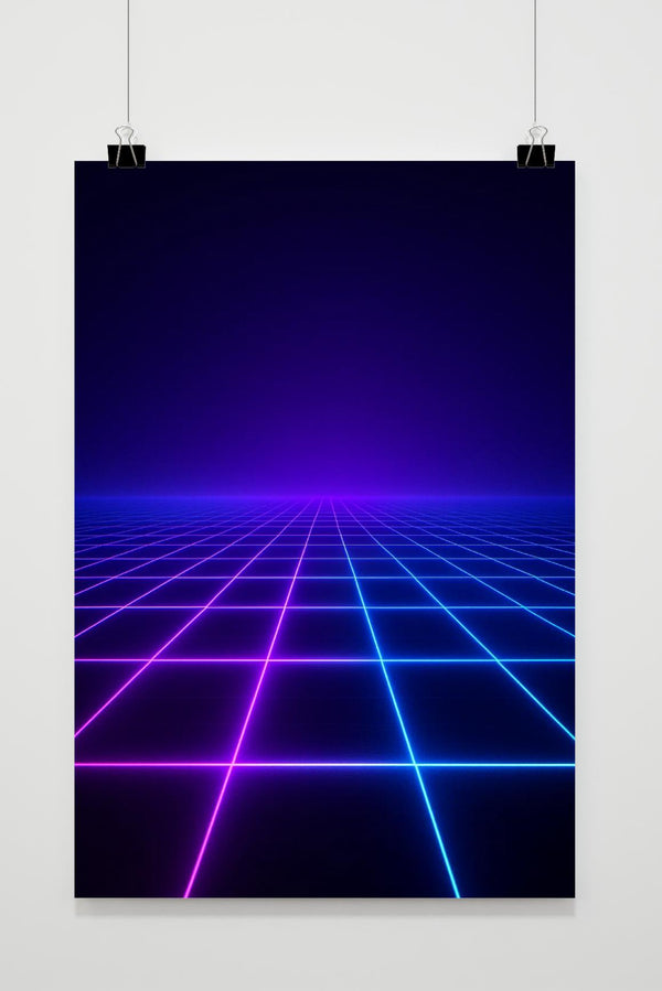 Retro Grid Neon Futuristic Sci-Fi Synthwave Poster