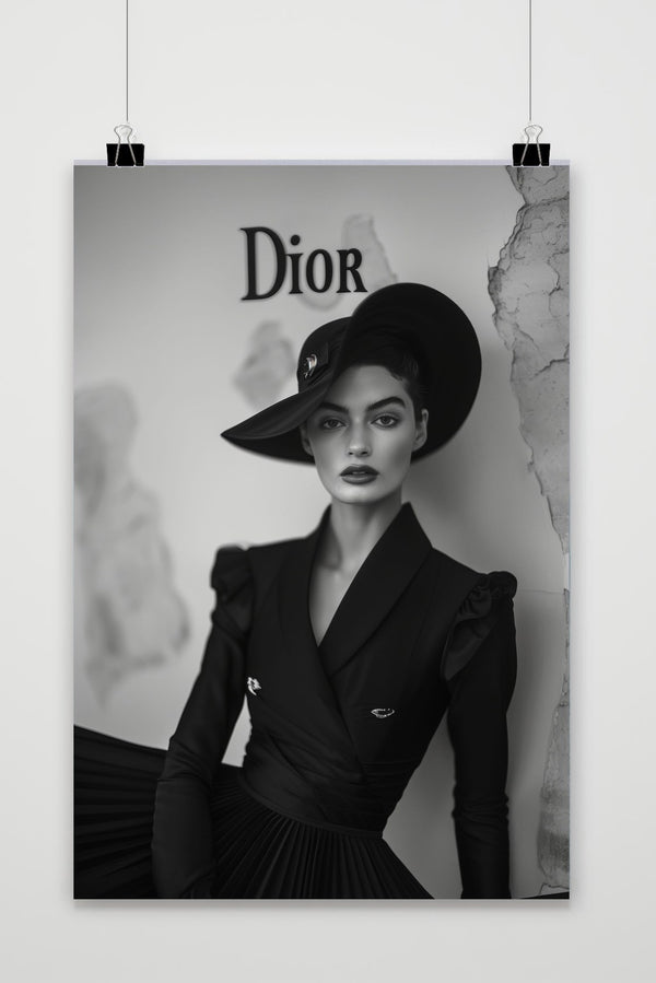 Póster Dior Fashion Model Zwart-Wit