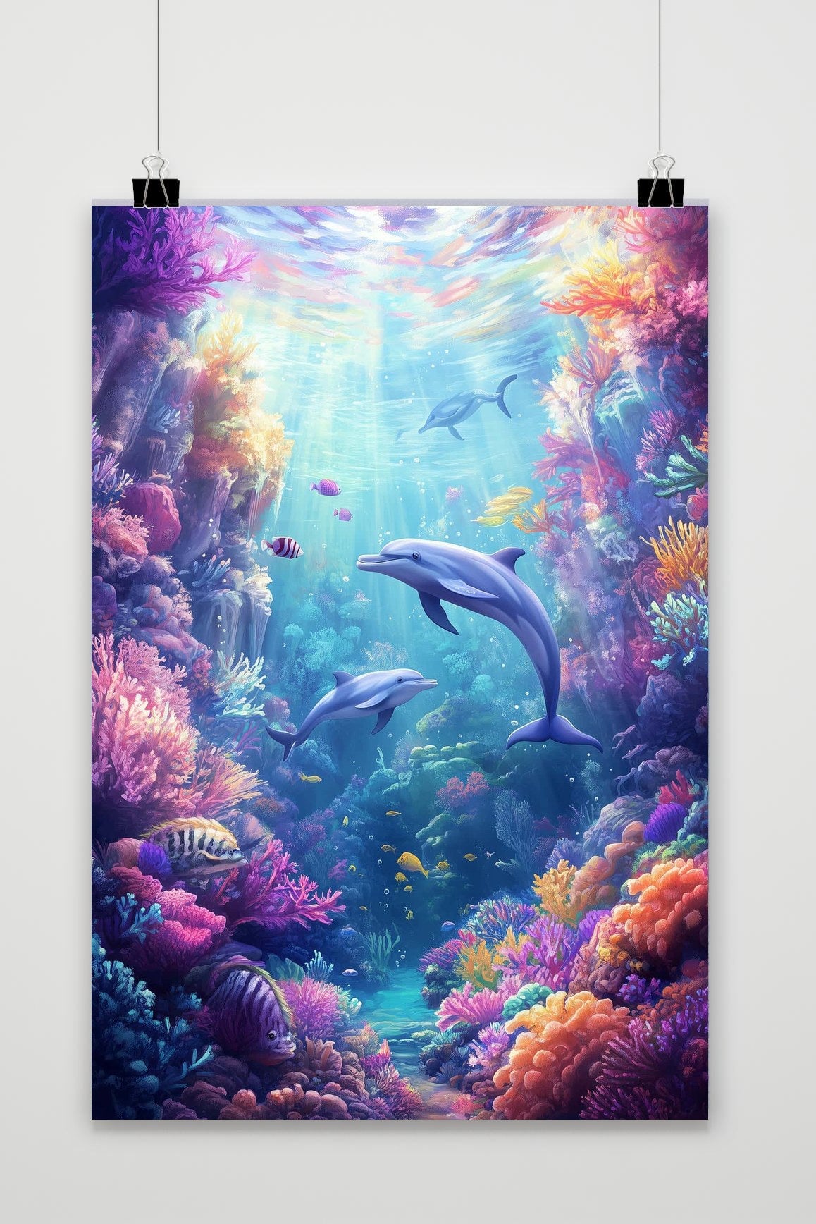 Affiche Dolphins Corals de 25 Artstreet