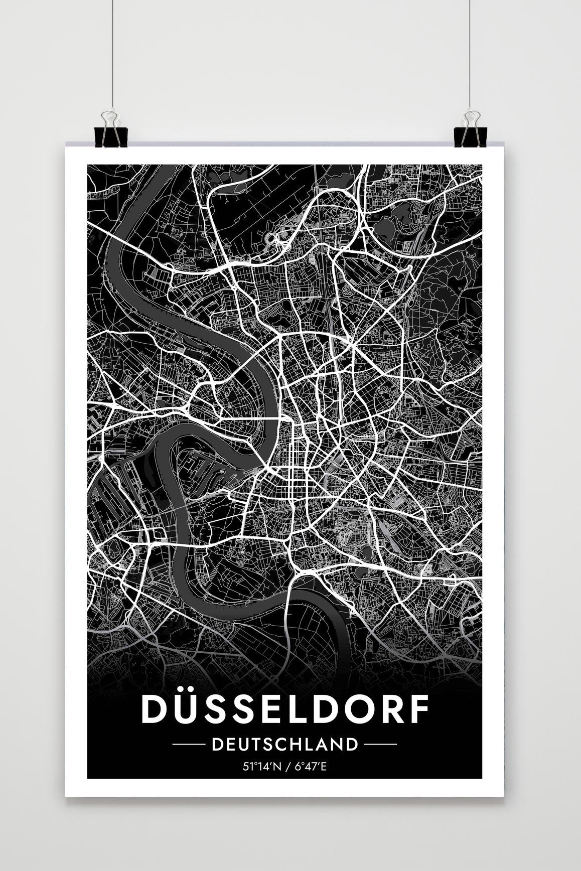 Düsseldorf Kaart Duitsland — zwart