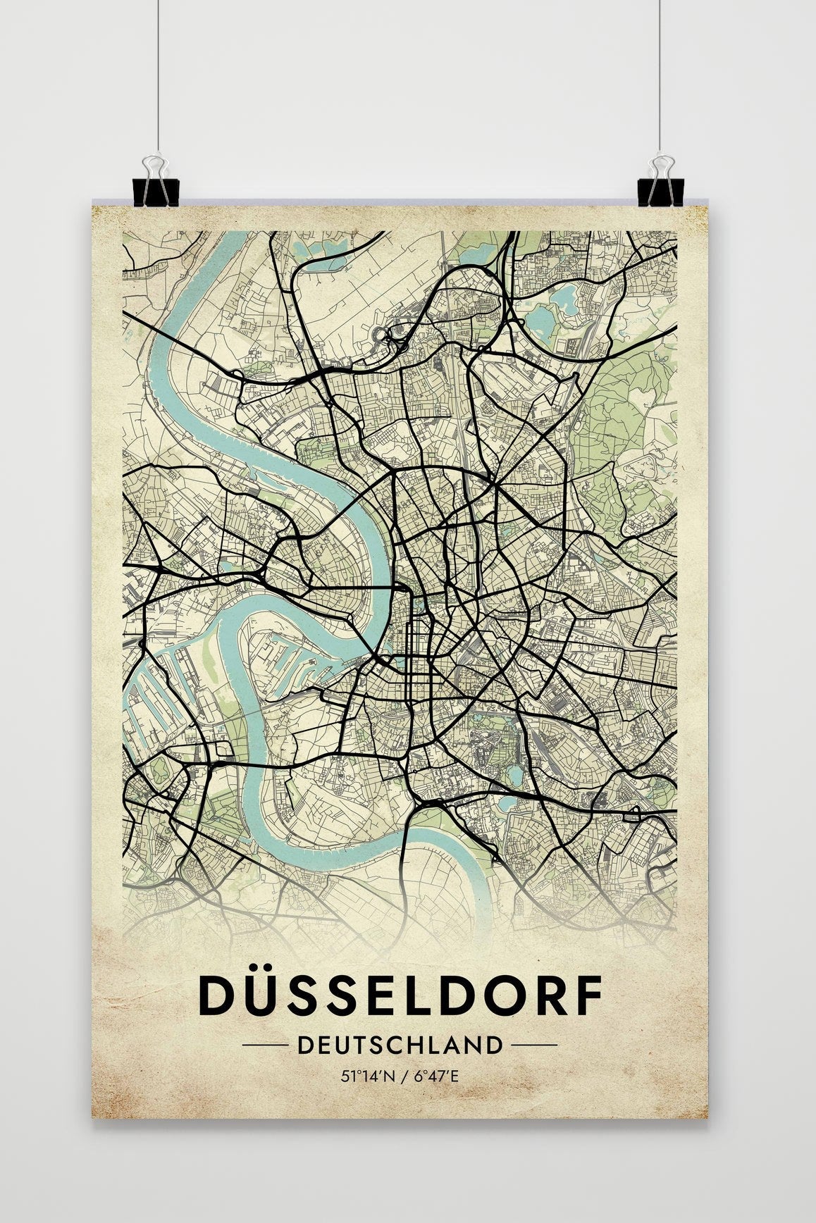 Düsseldorf Kaart Duitsland — vintage