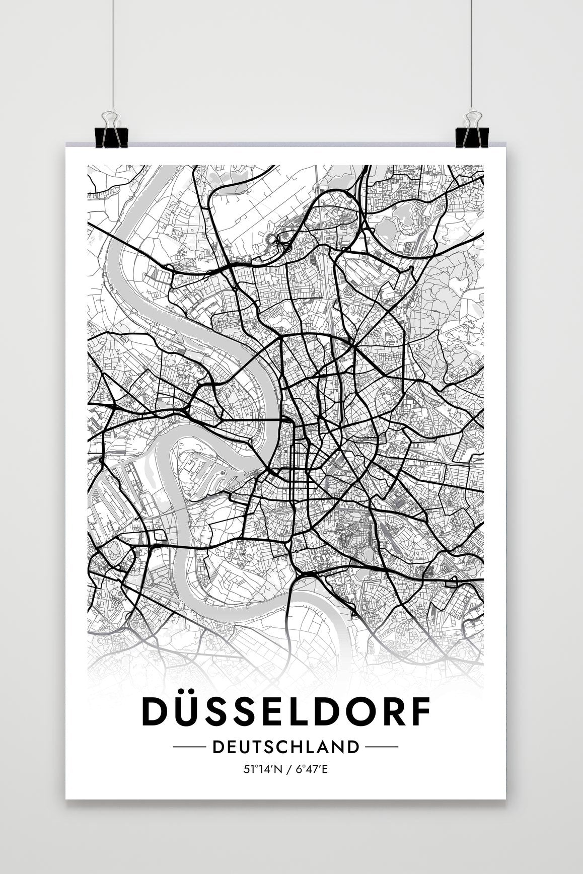 Düsseldorf Kaart Duitsland — wit