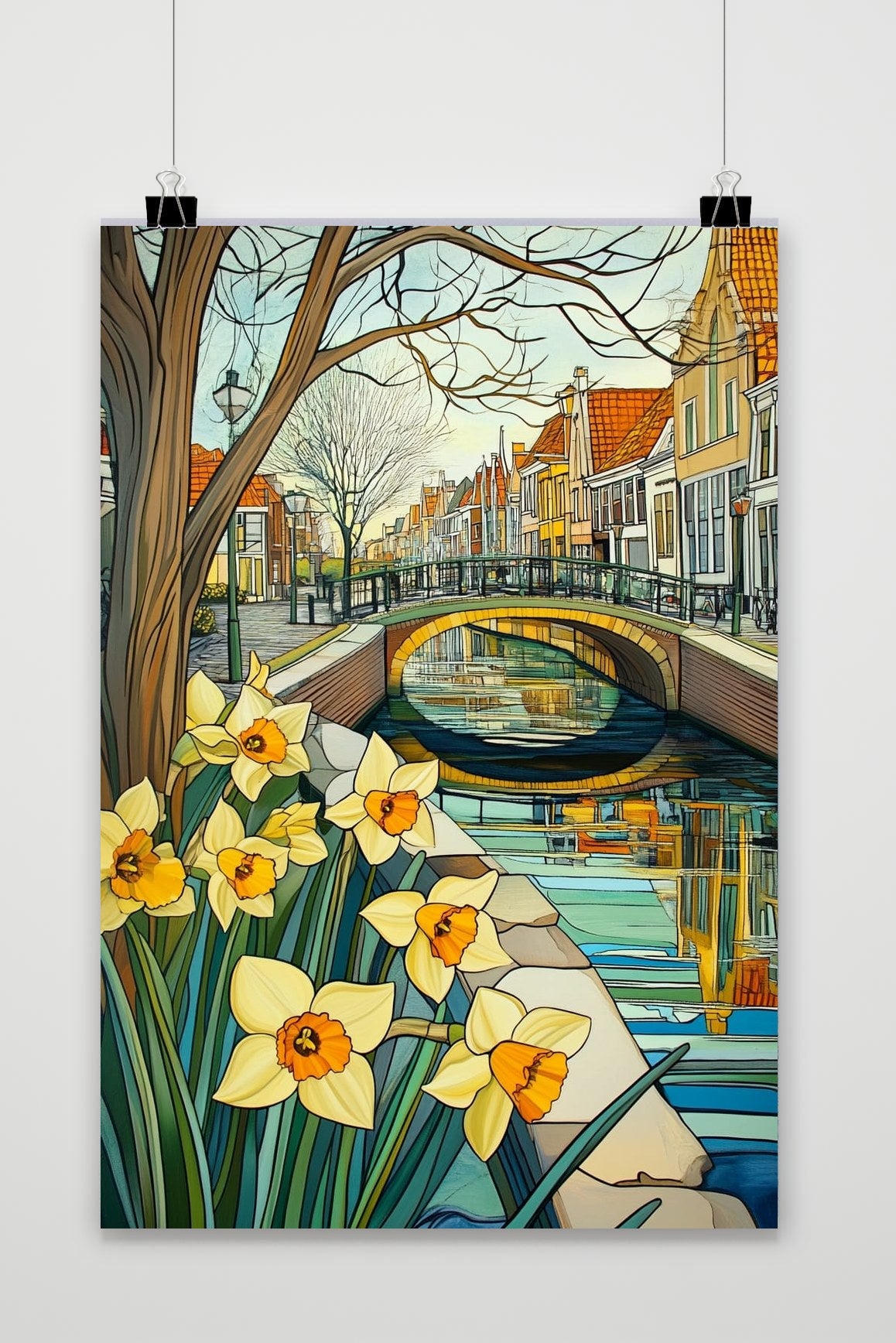 Dutch Canal Daffodils Amsterdam poster van 25 Artstreet
