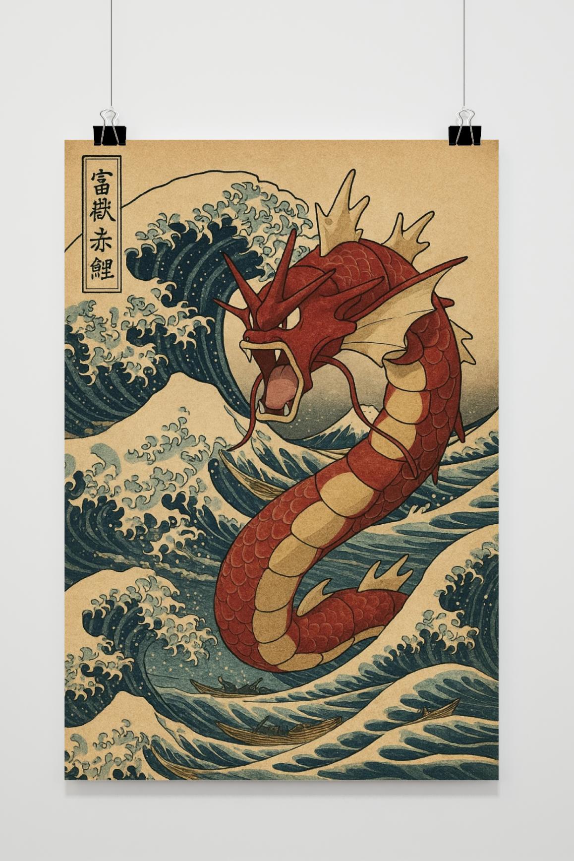 Gyarados Pokemon Hokusai Wave Inspired in interieur