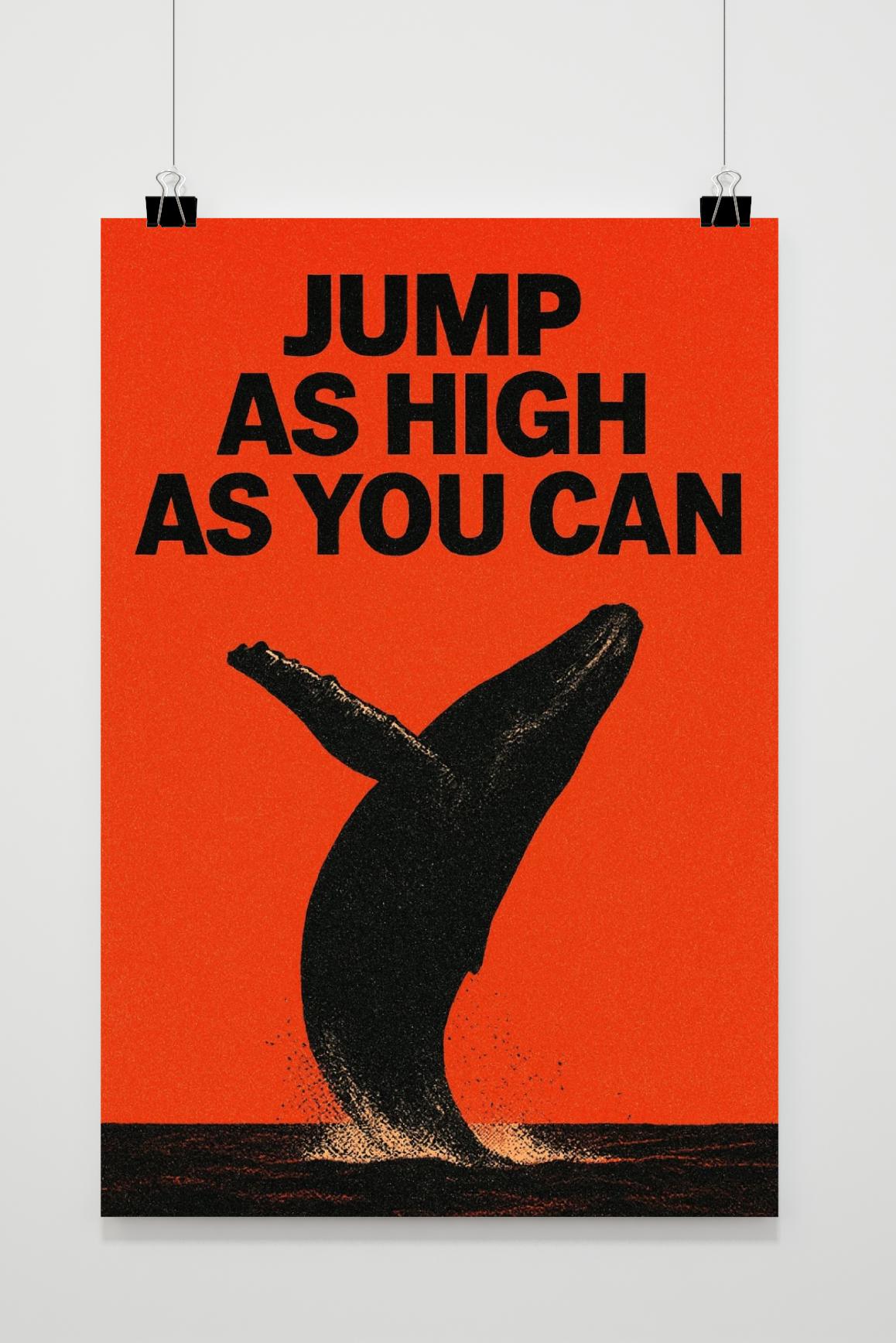 Jump High Whale Texten Motivational in interieur