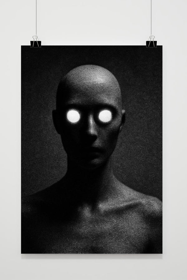 Affiche Glowing Eyes Fantasy Zwart-Wit