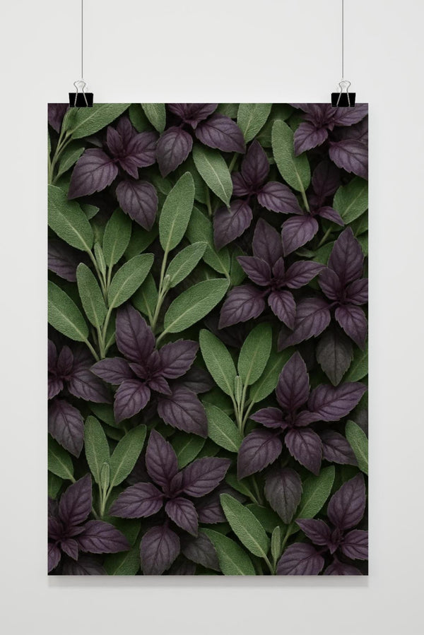 Basil Sage Leaves Herb Botanical Poster