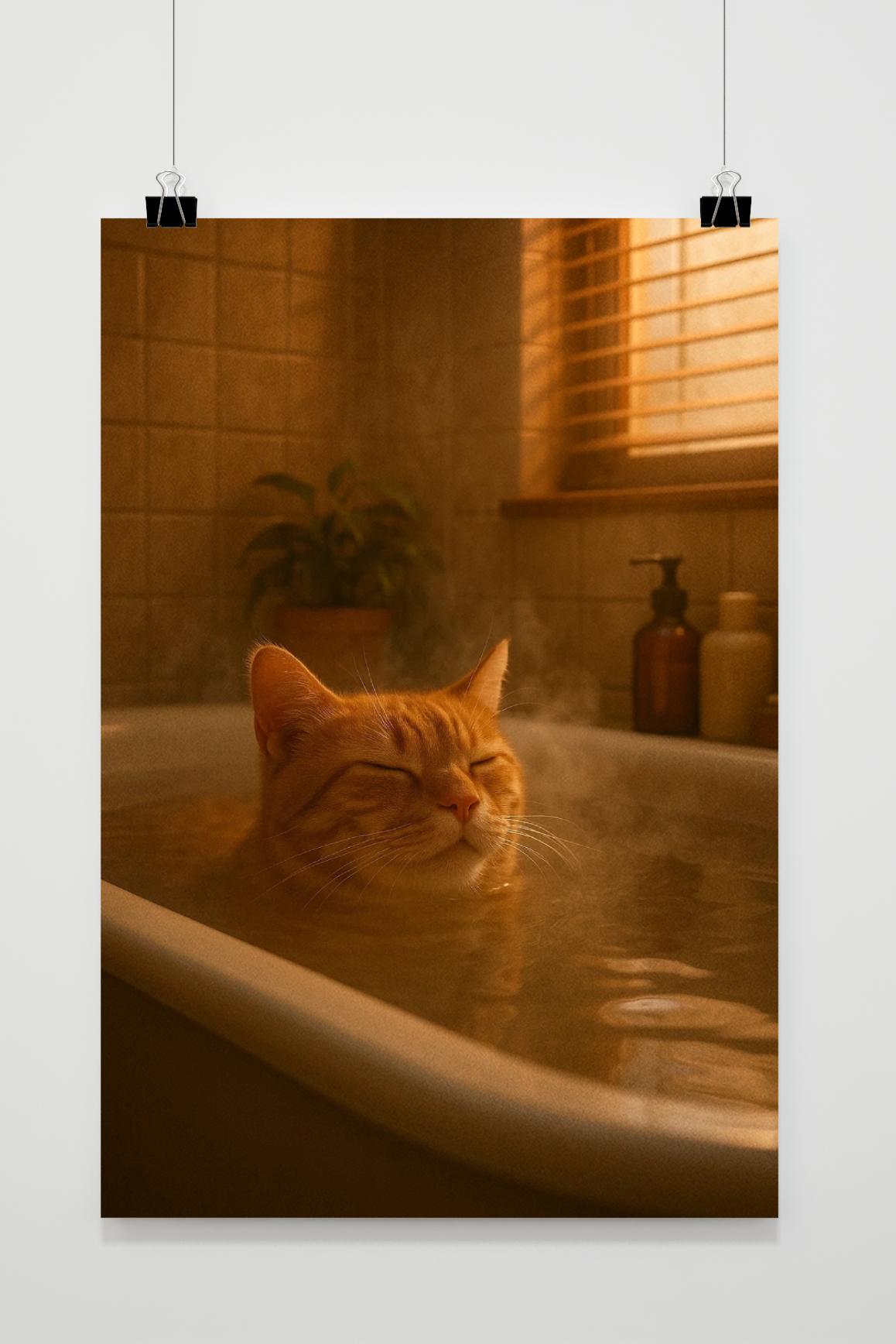 Cat Bathtub poster van 25 Artstreet