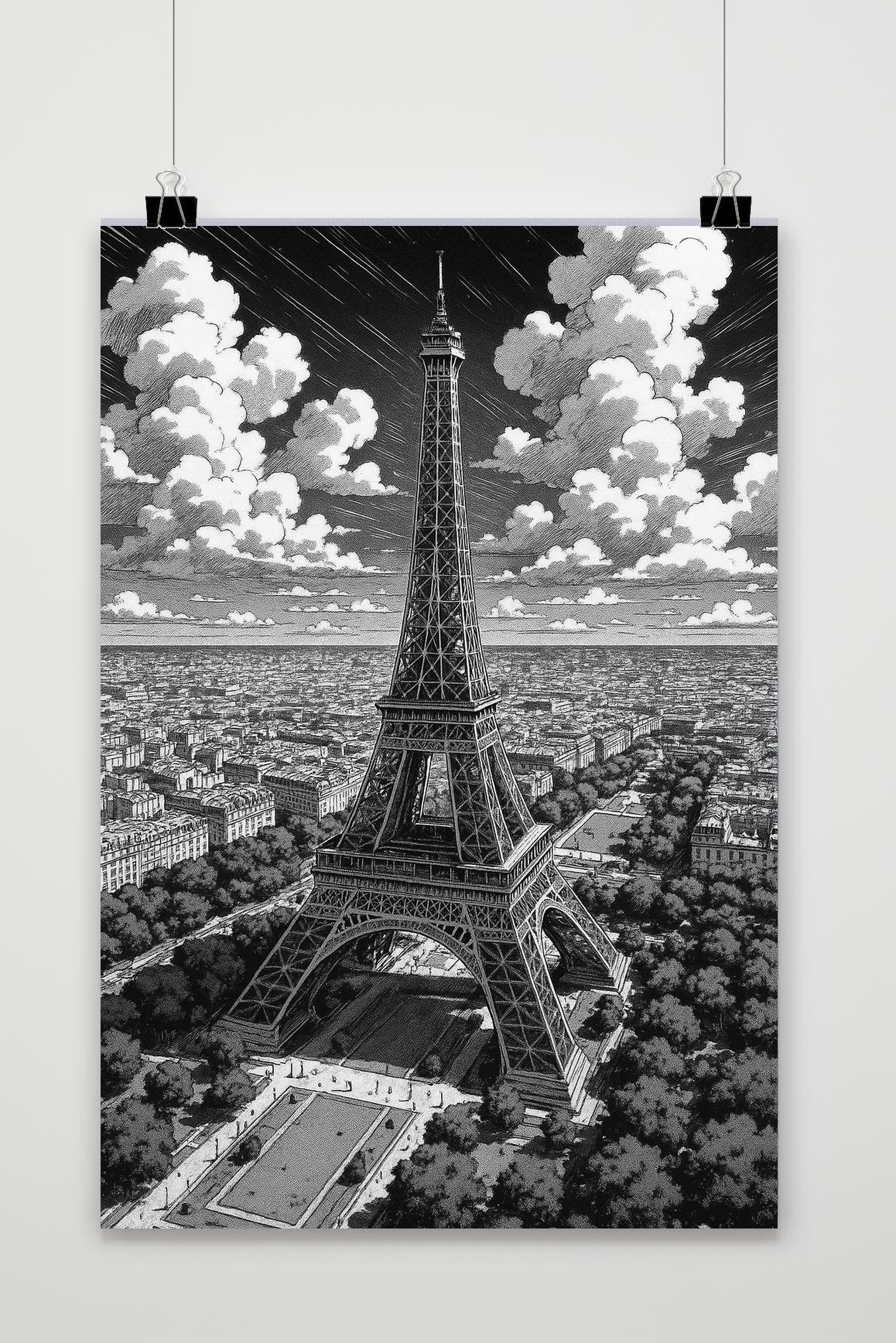 Eiffel Tower Paris B&W poster van 25 Artstreet