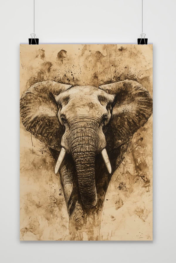 Affiche Elephant Sepia