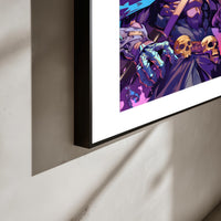 Skeletor poster aan de muur in interieur