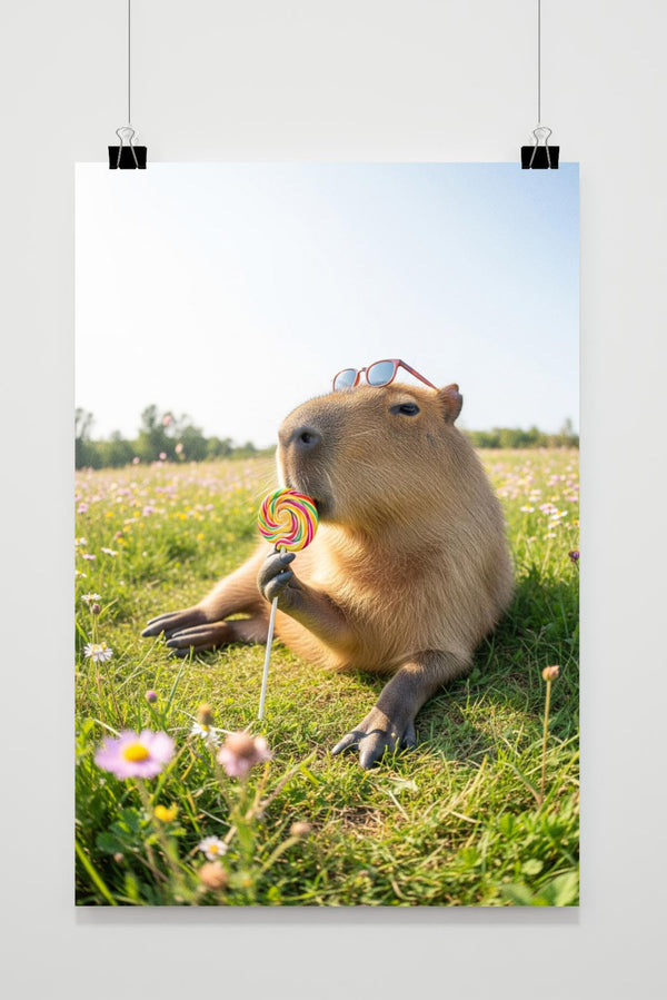 Capybara Lollipop Landscape poster