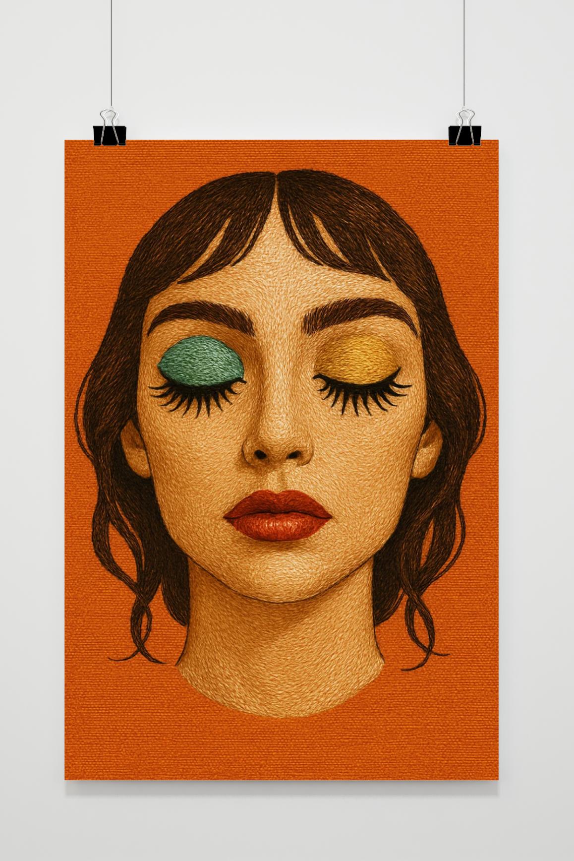 Woman Eyes closed Embroidered Texture Poster von 25 Artstreet