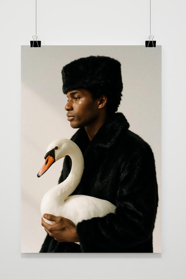 Affiche Man Swan Fashion Fur Coat