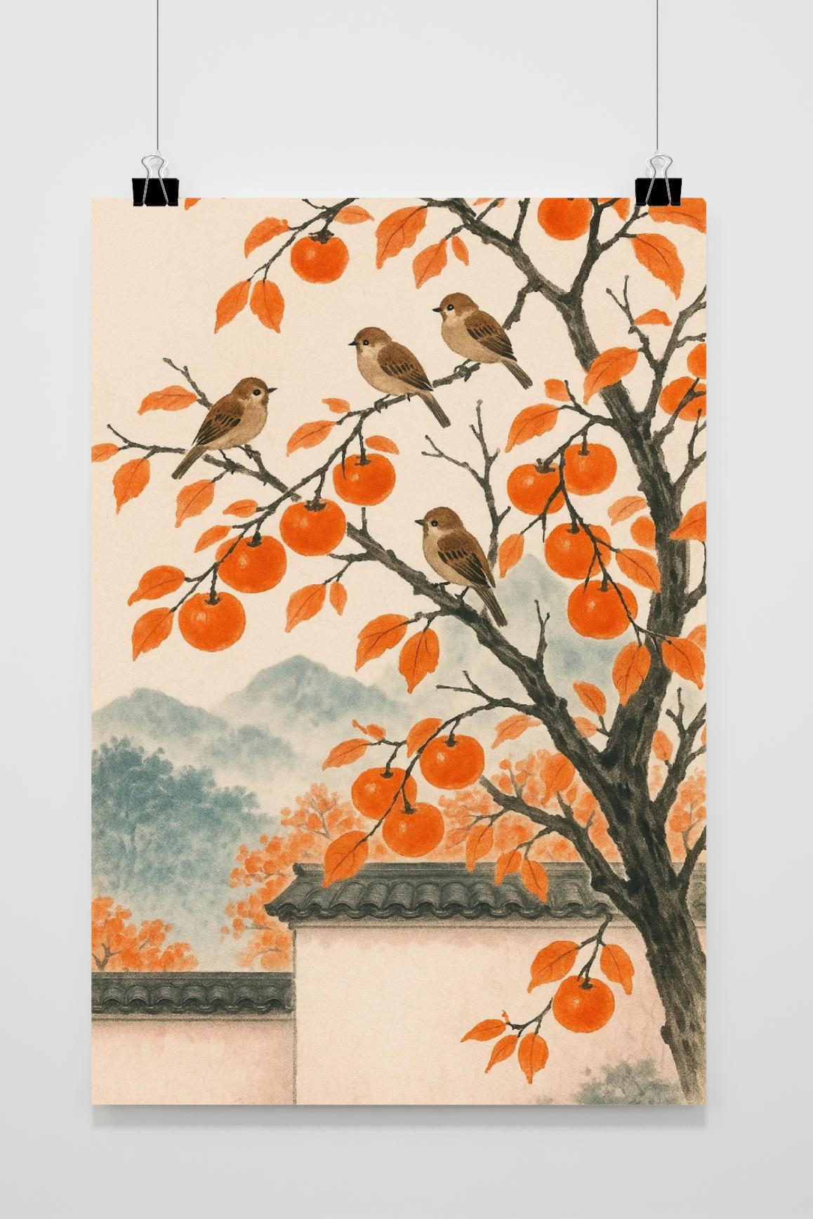 Birds Persimmon Autumn im Interieur