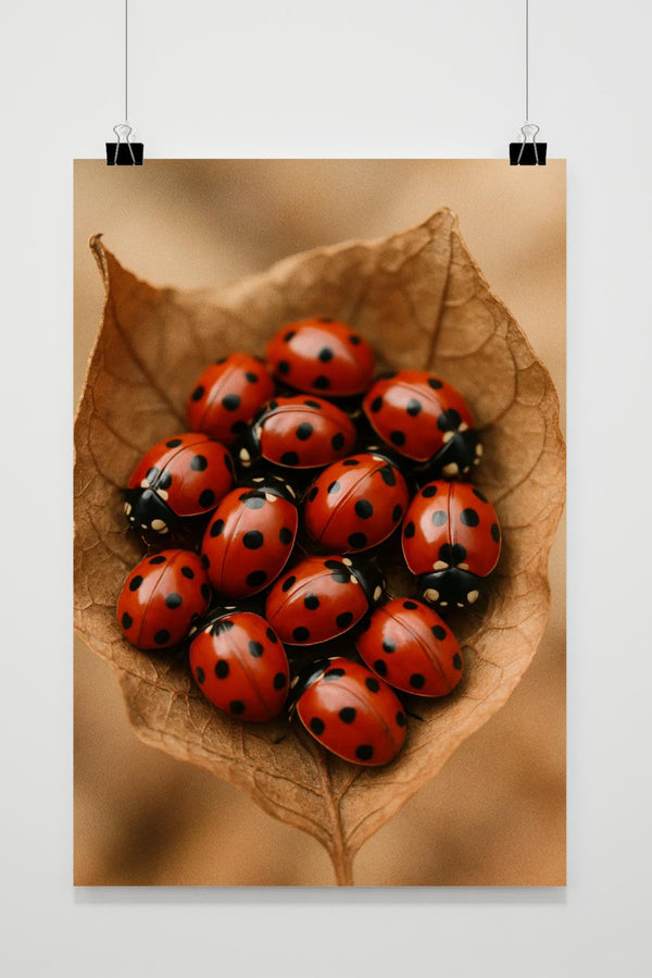 Lady Bug Insects Leaf poster