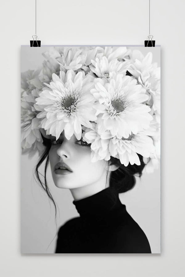 Póster Flowers Portrait Zwart-Wit