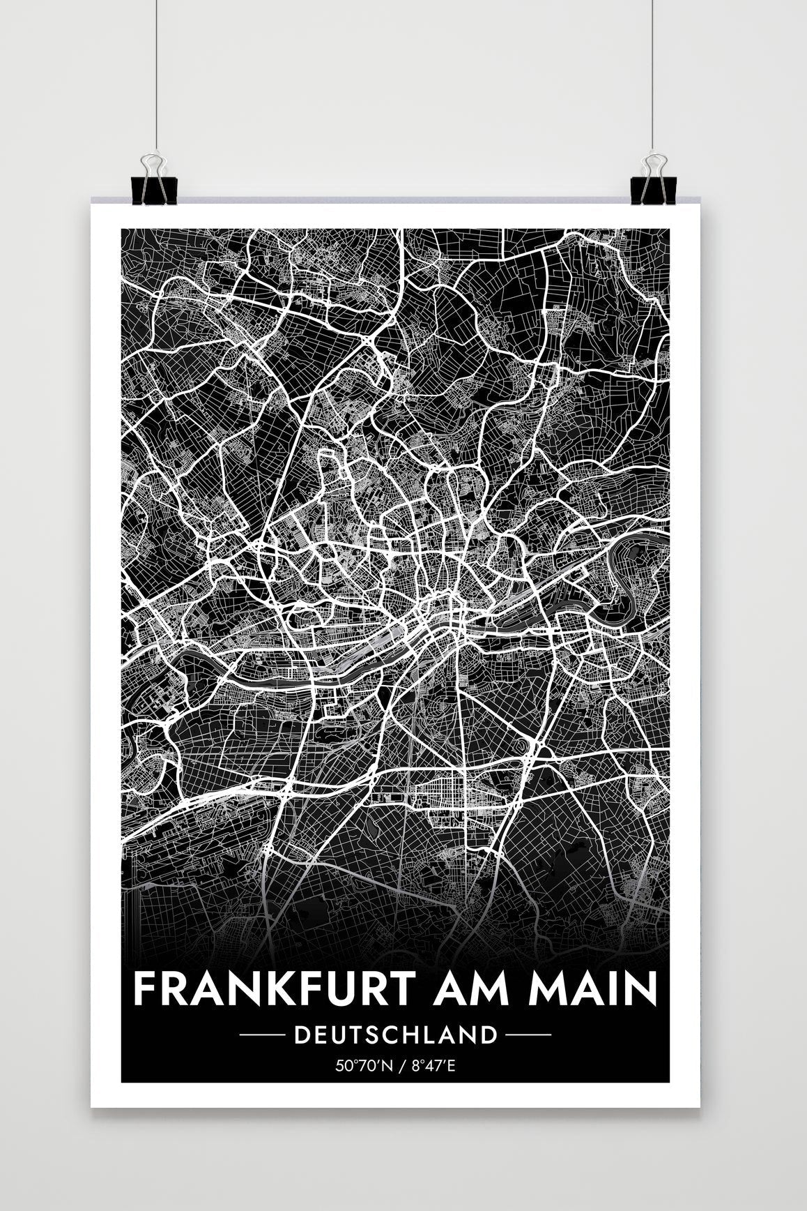 Frankfurt Kaart Duitsland — zwart