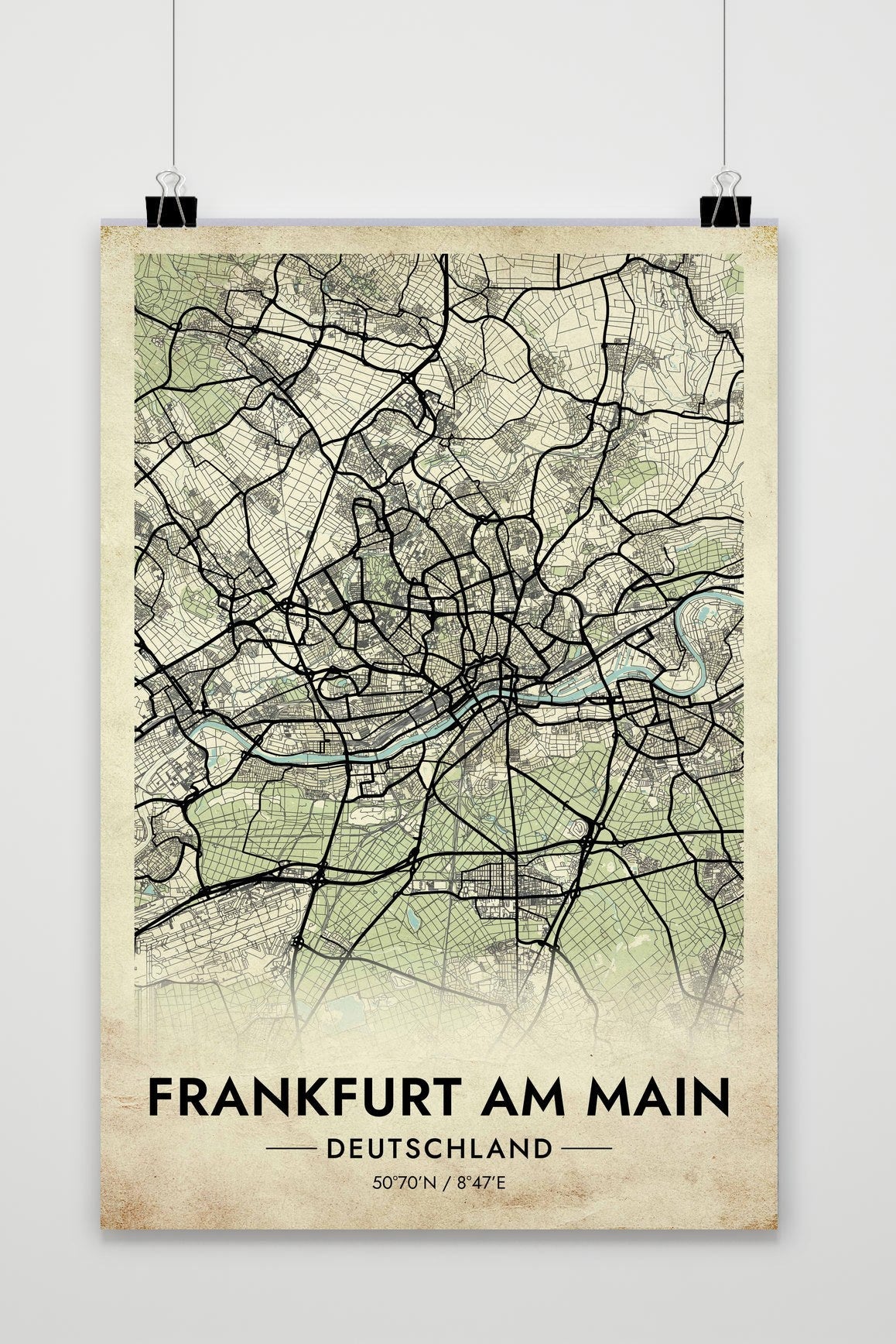 Frankfurt Kaart Duitsland — vintage