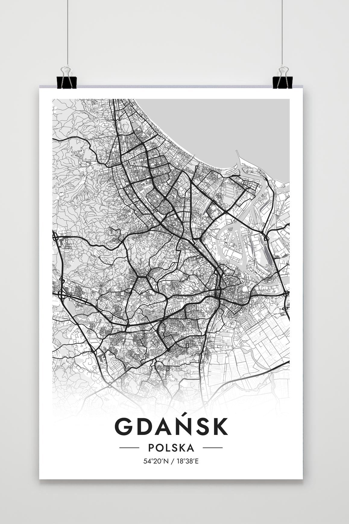 Gdańsk Kaart Polen — wit