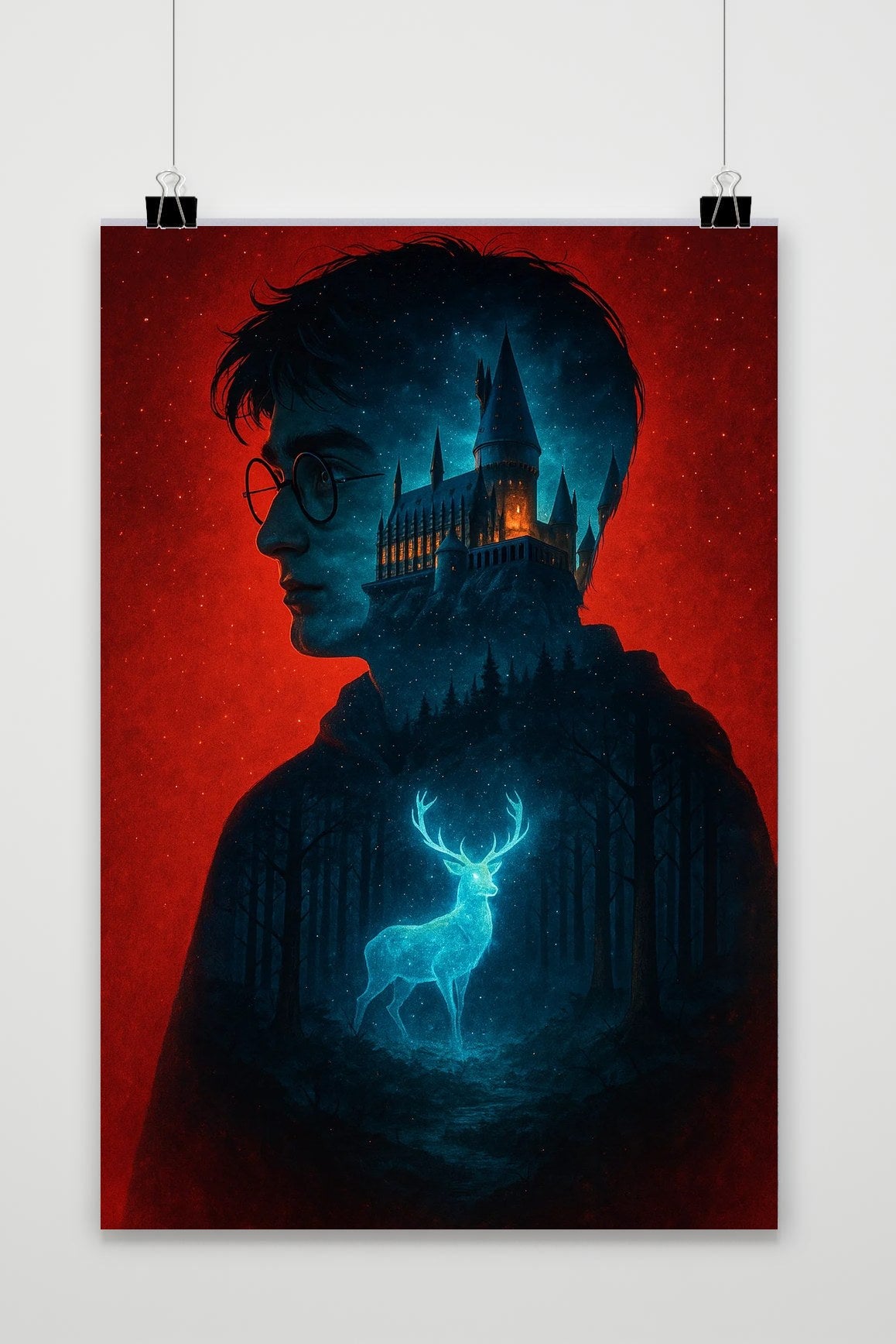 Affiche Harry Potter Stag Hogwarts de 25 Artstreet