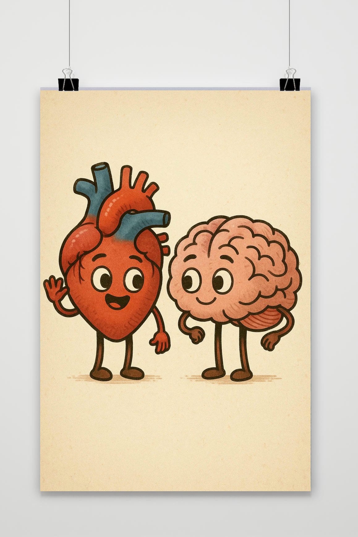Affiche Heart Brain Cartoon de 25 Artstreet