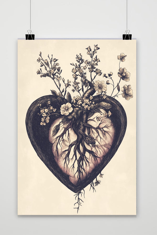 Póster Heart Flowers Art