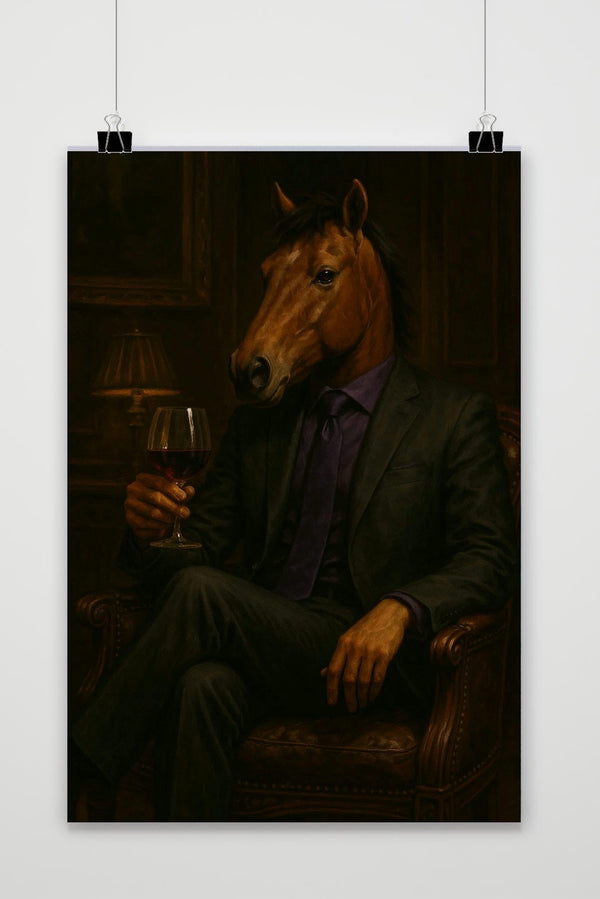 Horse Suit Wine Poster