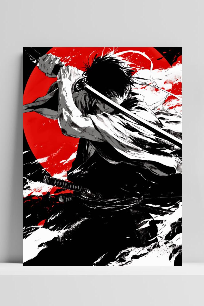 Samoerai Kunst op 3mm aluminium dibond
