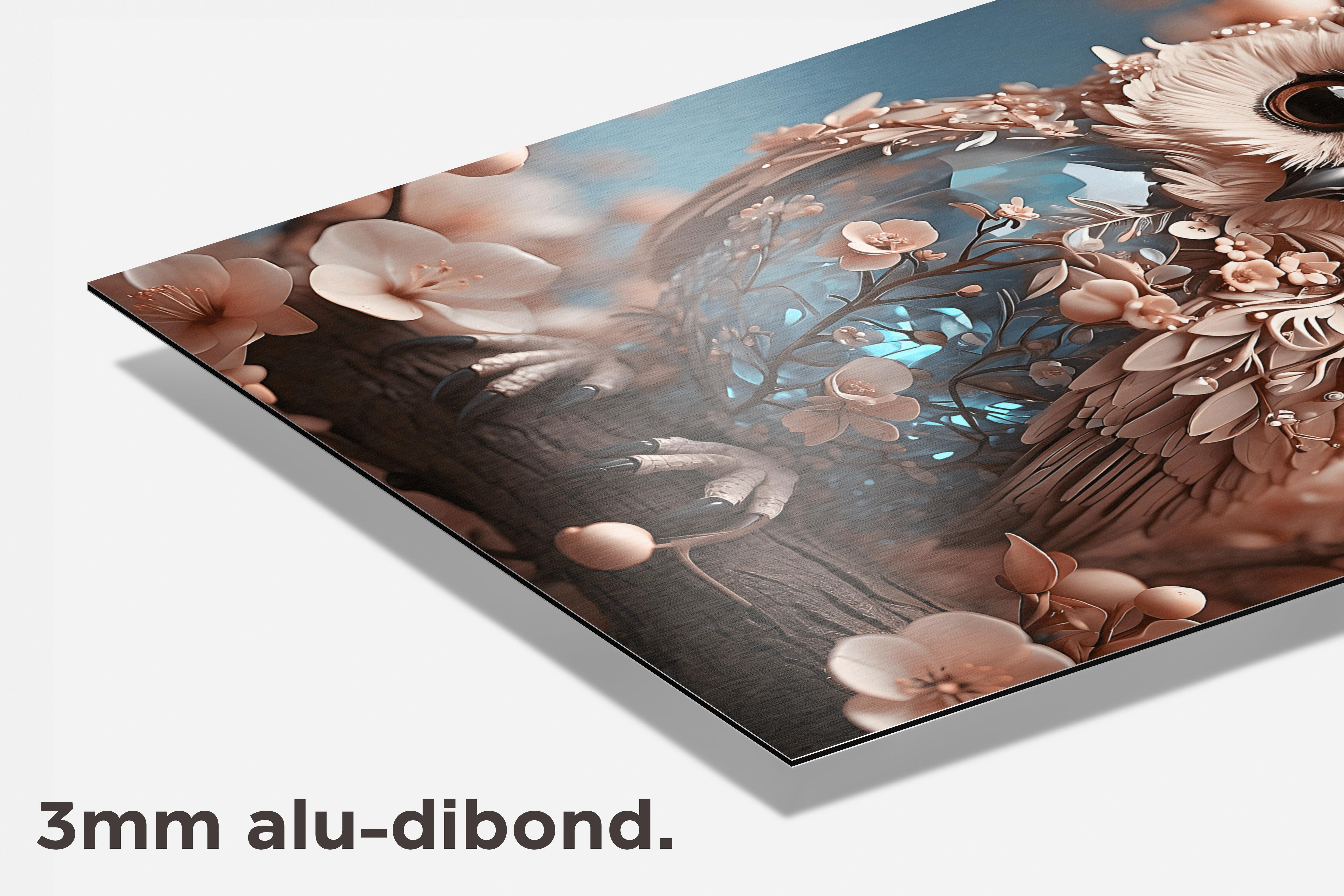 Bloemen Uil dibond detail