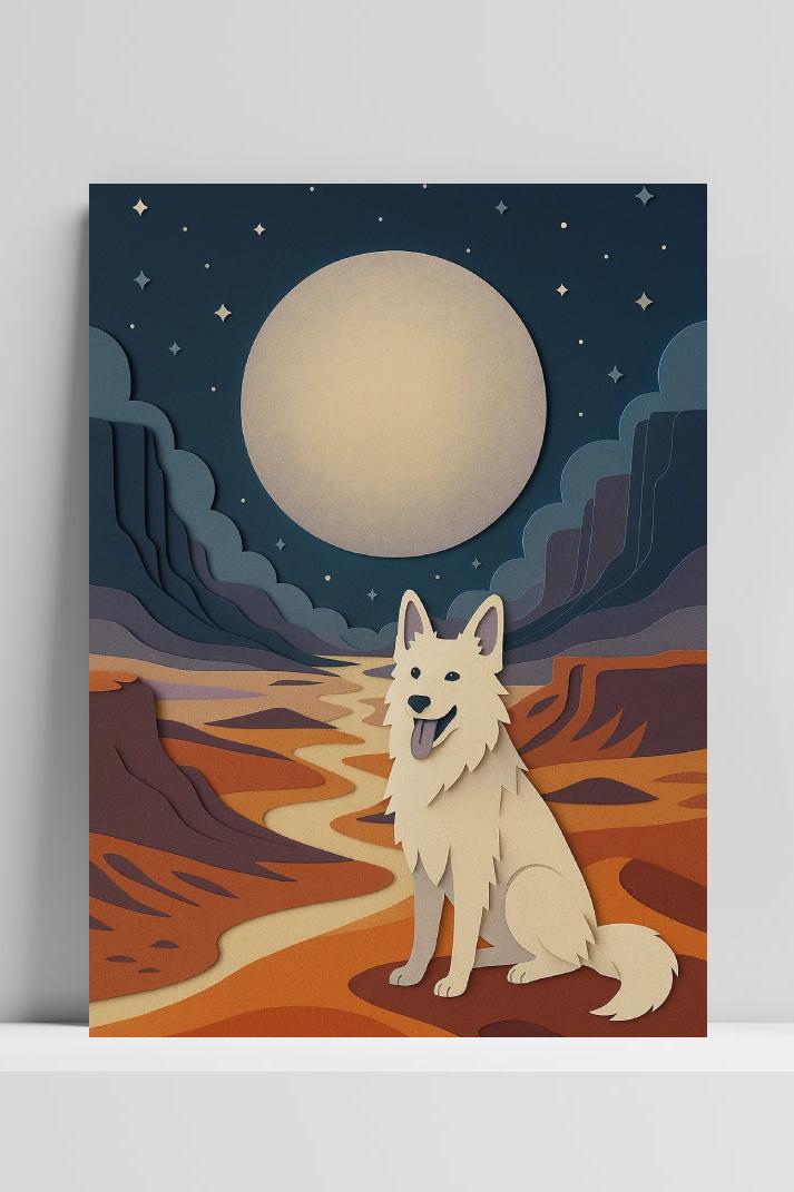 Papercraft Wolf Landscape poster van 25 Artstreet