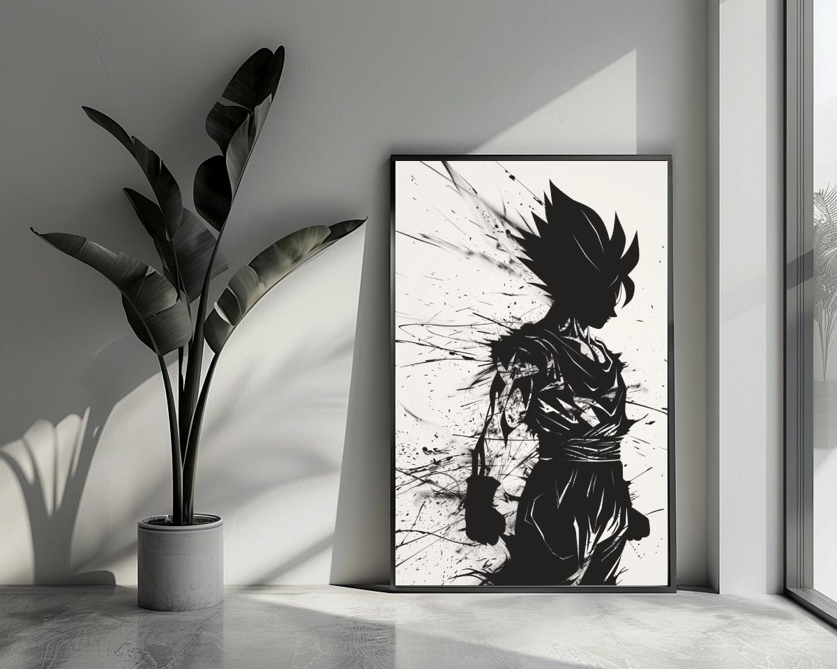 Gohan Silhouette Dragon Ball B&W poster van 25 Artstreet
