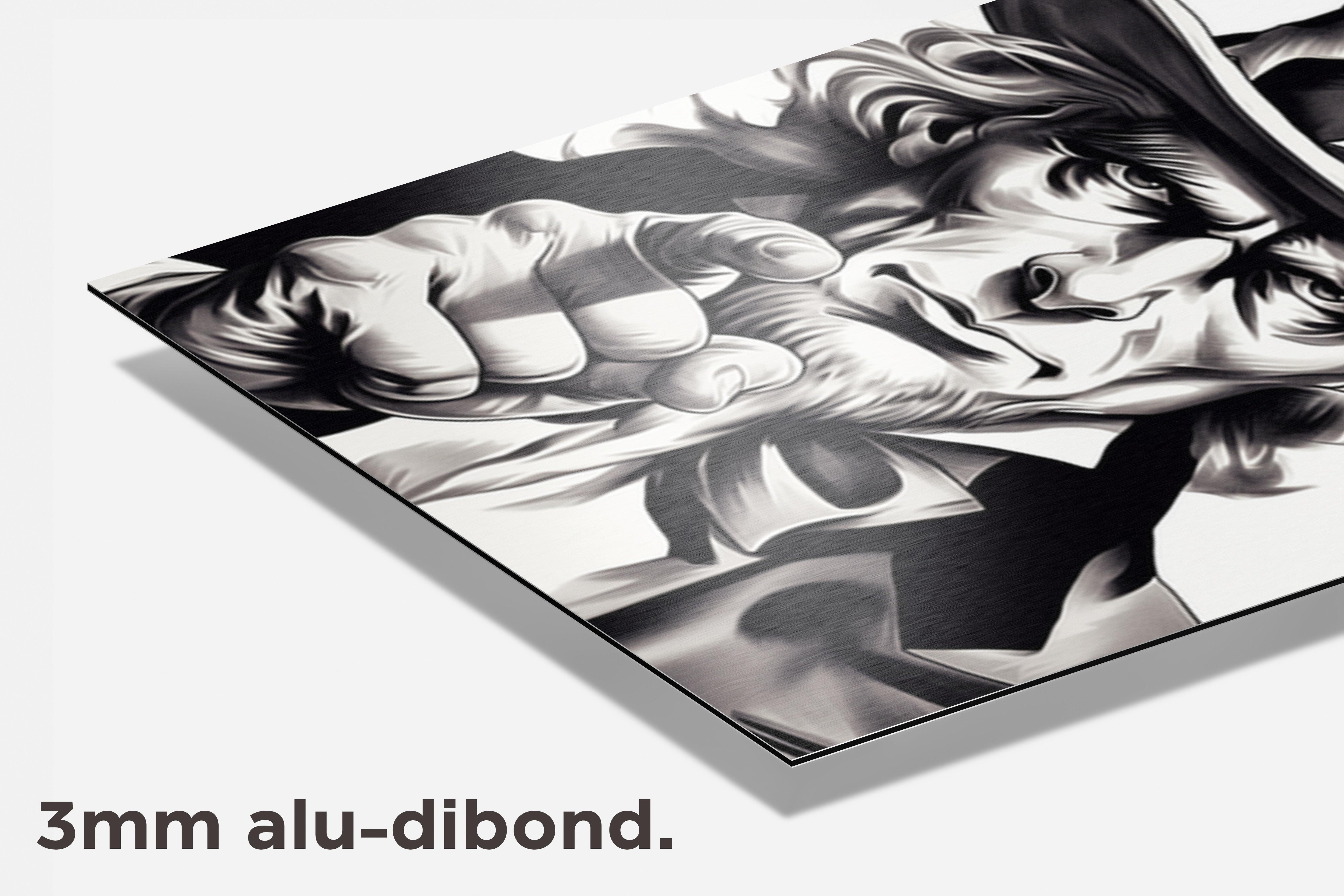 Uncle Sam Zwart Wit dibond detail