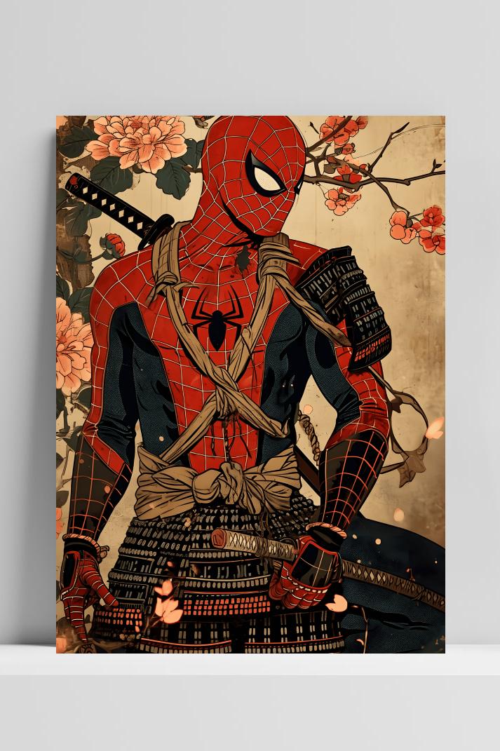Samurai Spiderman op 3mm aluminium dibond