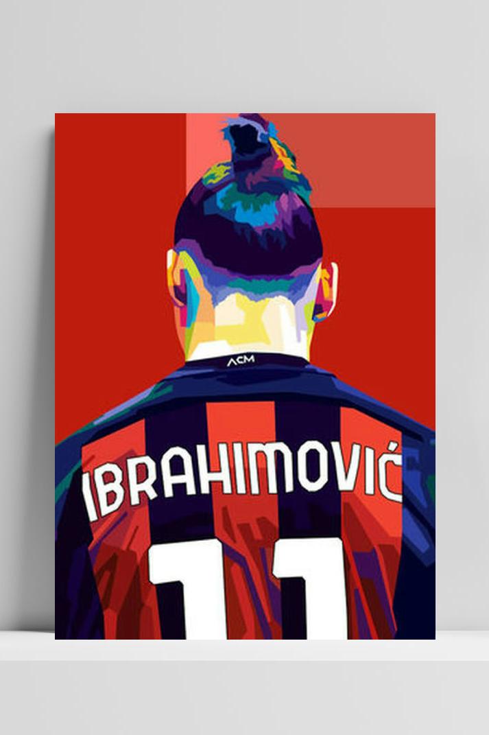 Ibrahimovic Abstract op 3mm aluminium dibond
