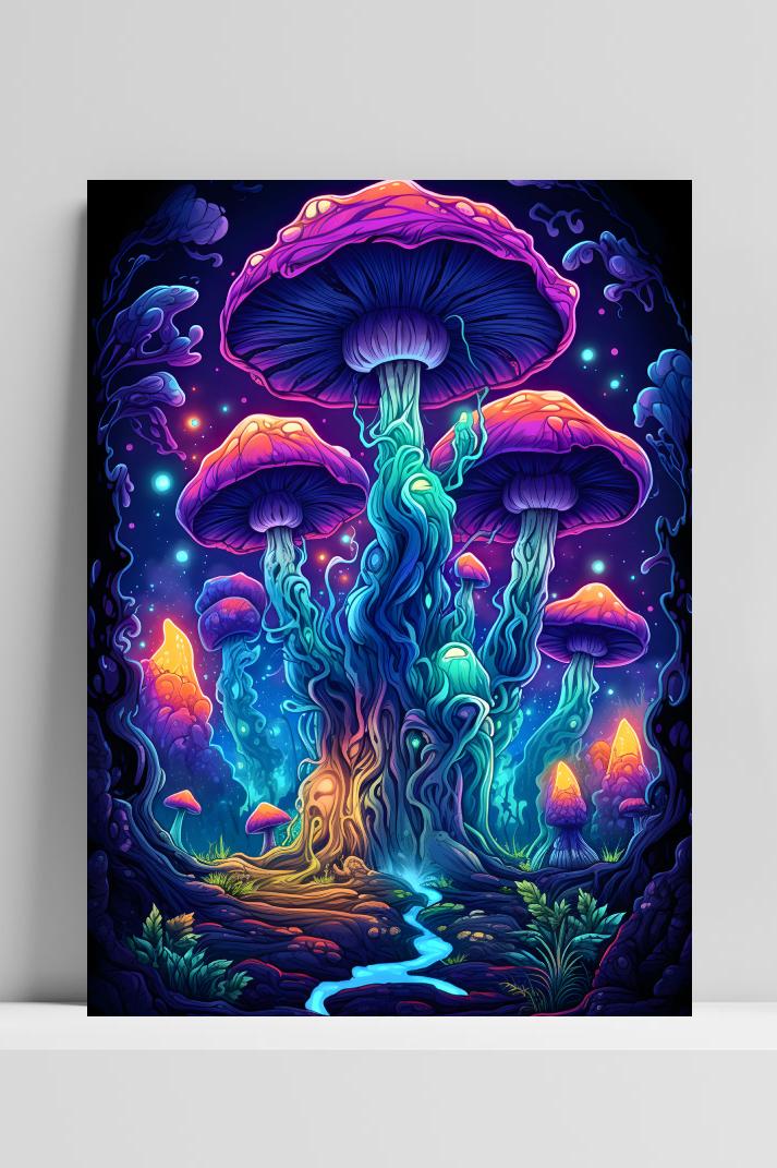 Trip Paddenstoelen op 3mm aluminium dibond