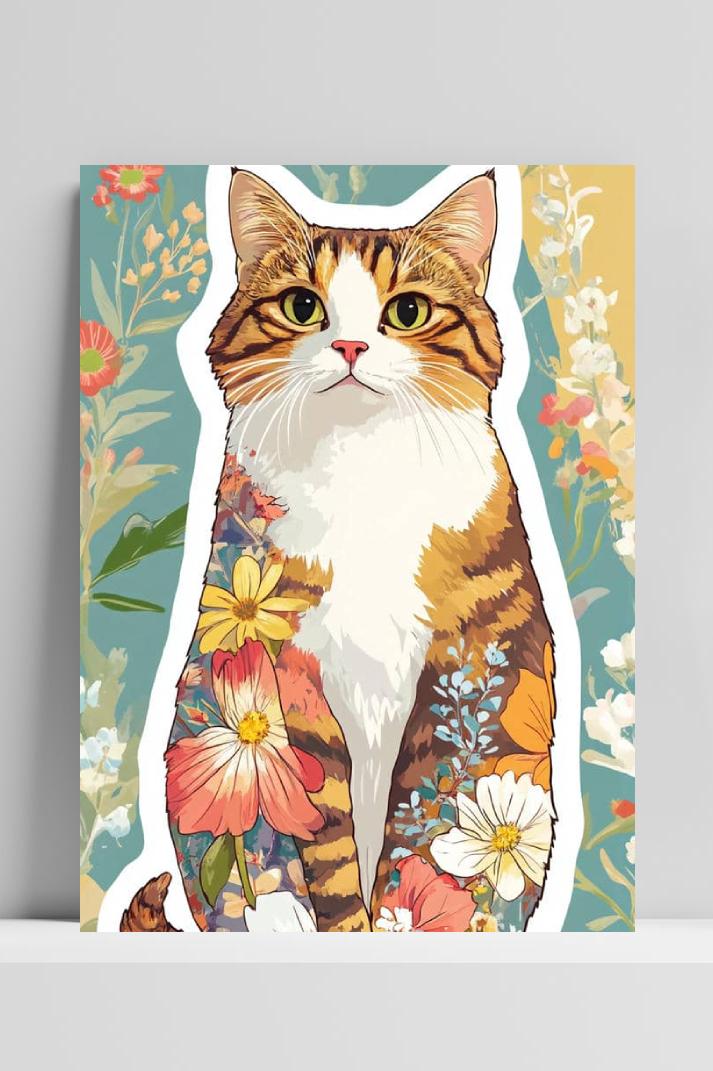 Kat Bloemen op 3mm aluminium dibond
