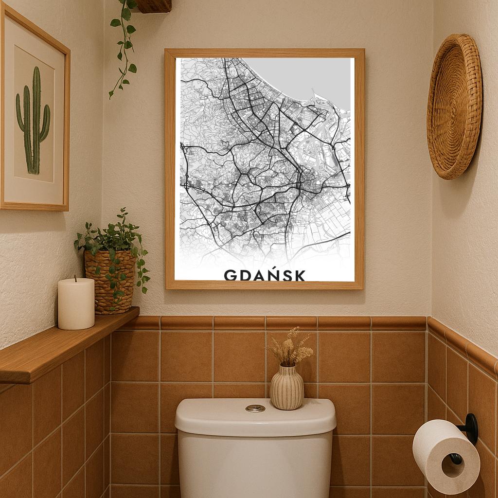 Gdańsk Map Polska White poster sfeerbeeld 3