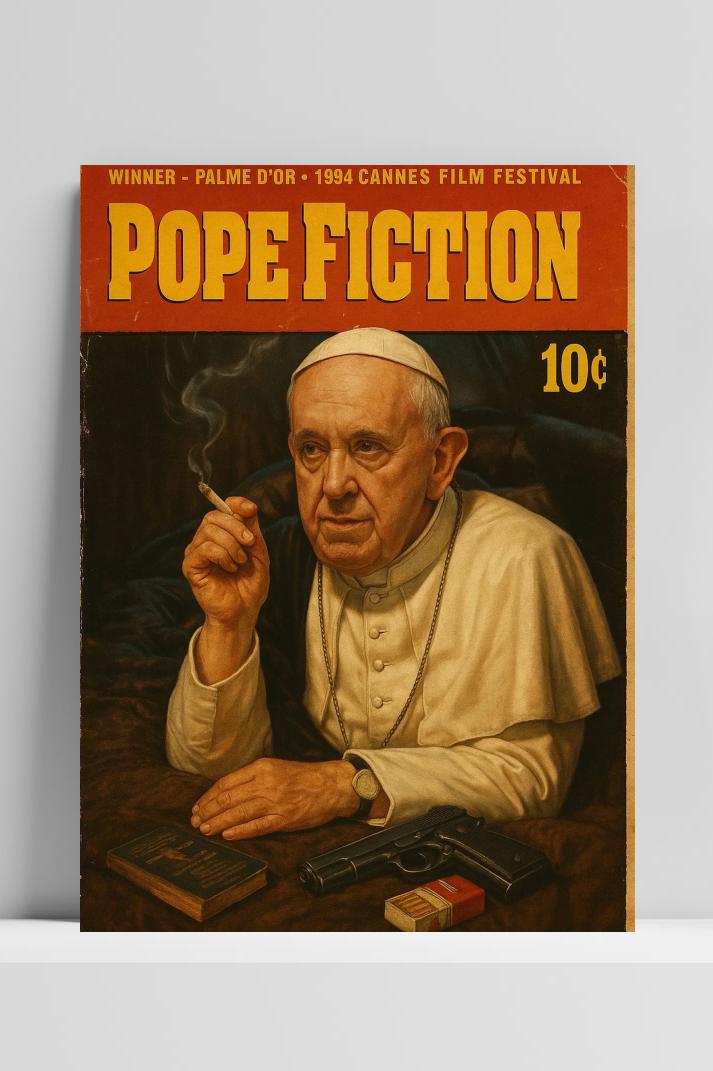 Pope Francis Cigarette op 3mm aluminium dibond