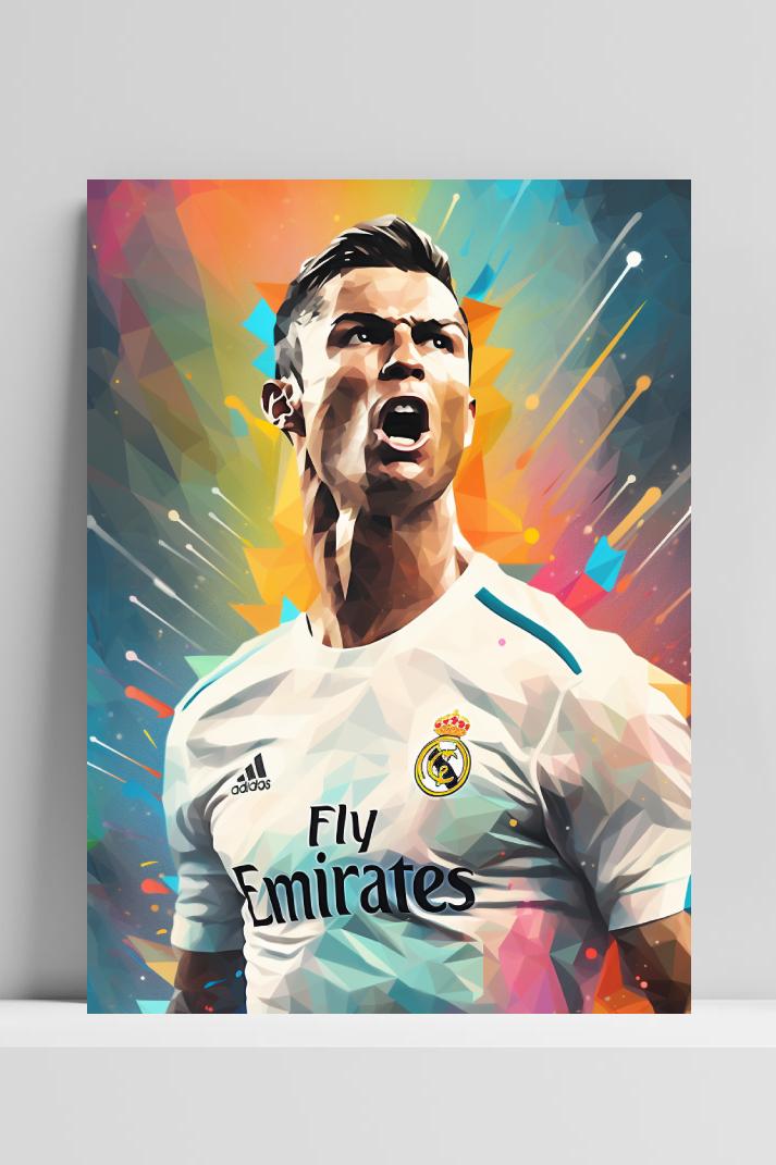 Cristiano Ronaldo Madrid op 3mm aluminium dibond